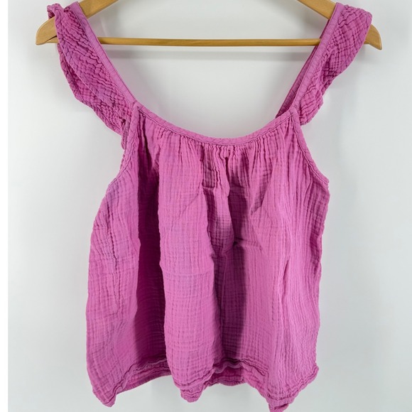 Xirena Rue Flowy Fairy Pink Cotton Gauze Cottagecore Boho L Ruffle Tank Top - Picture 6 of 7